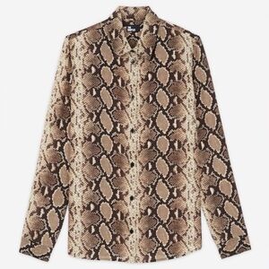 The Kooples 100% Silk Snake Print Button-Down Blouse French Size 2 US Medium NWT